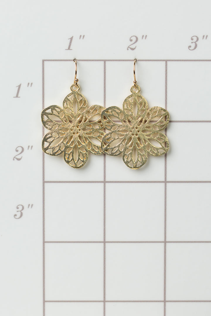 Brushed Gold Medium Flower Earrings
