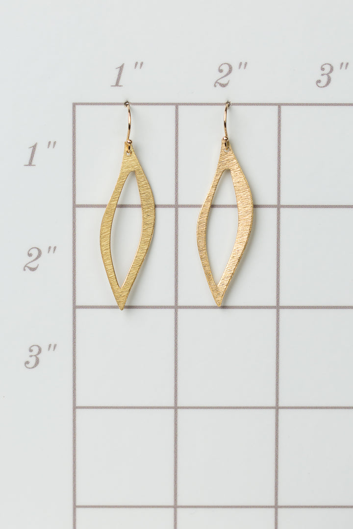 Brushed Gold Wavy Marquis Frame Earrings