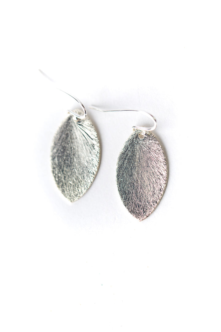 Brushed Silver Oval Earrings