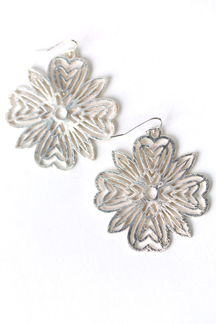 Brushed Silver Statement Earrings