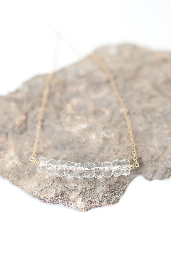 Birthstone 16-18" April Gold Quartz Bar Necklace