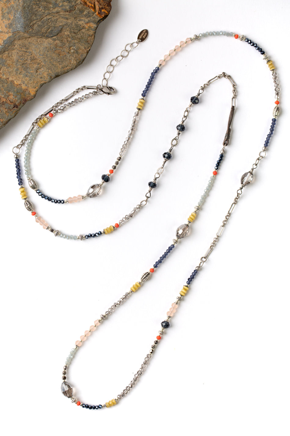 Dusk 47-49" Crystal, Golden Cat's Eye Collage Necklace