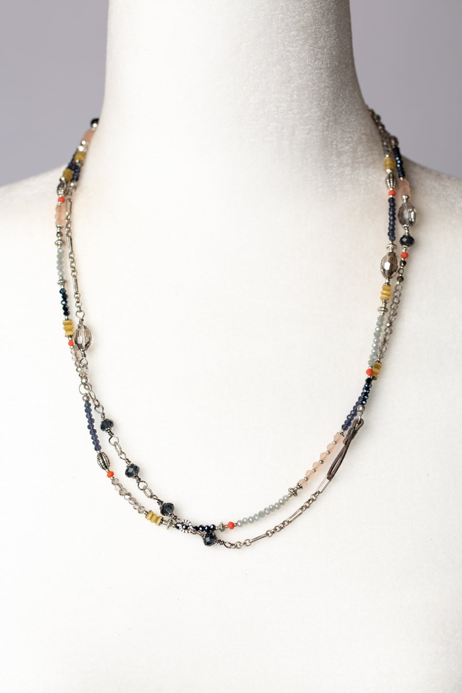 Dusk 47-49" Crystal, Golden Cat's Eye Collage Necklace