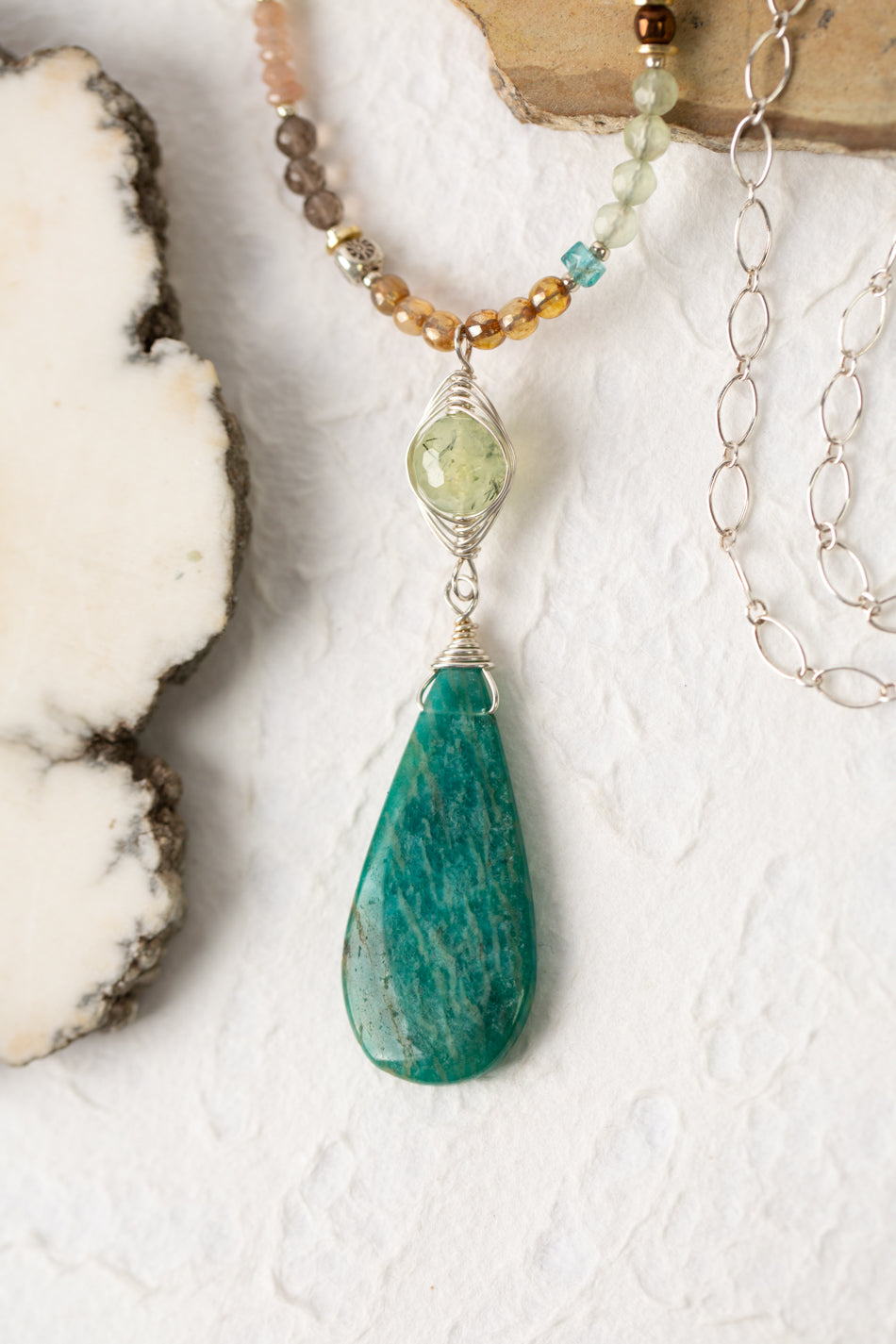 Gentle Breeze 20" or 39.5" Convertible Amazonite Pendant Necklace (limited)