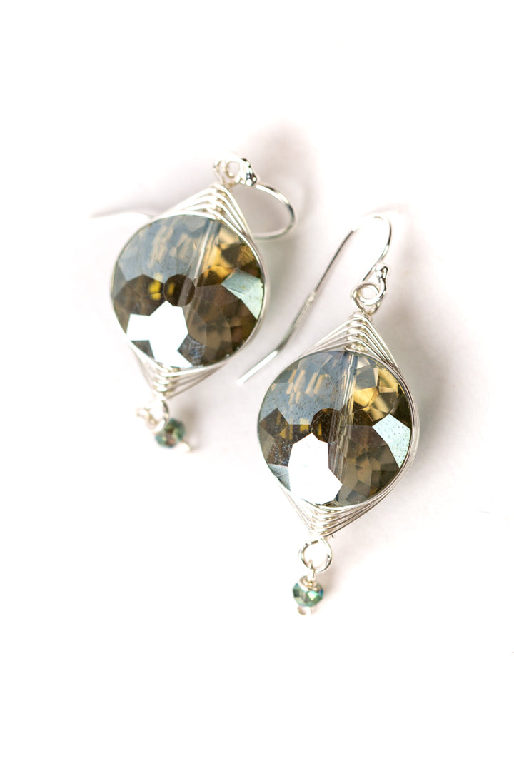 Herringbone Khaki Cyrstal Herringbone Earrings