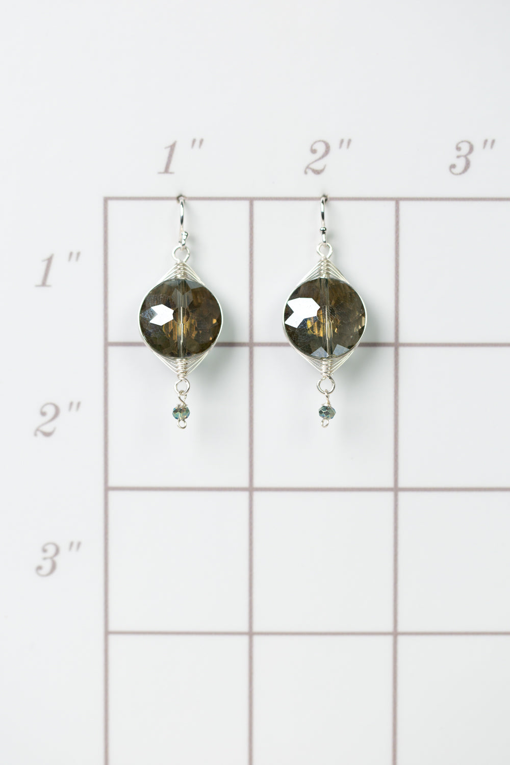 Herringbone Khaki Cyrstal Herringbone Earrings