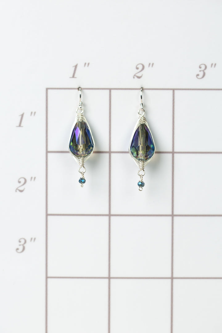 Herringbone Translucent Green And Blue Herringbone Earrings