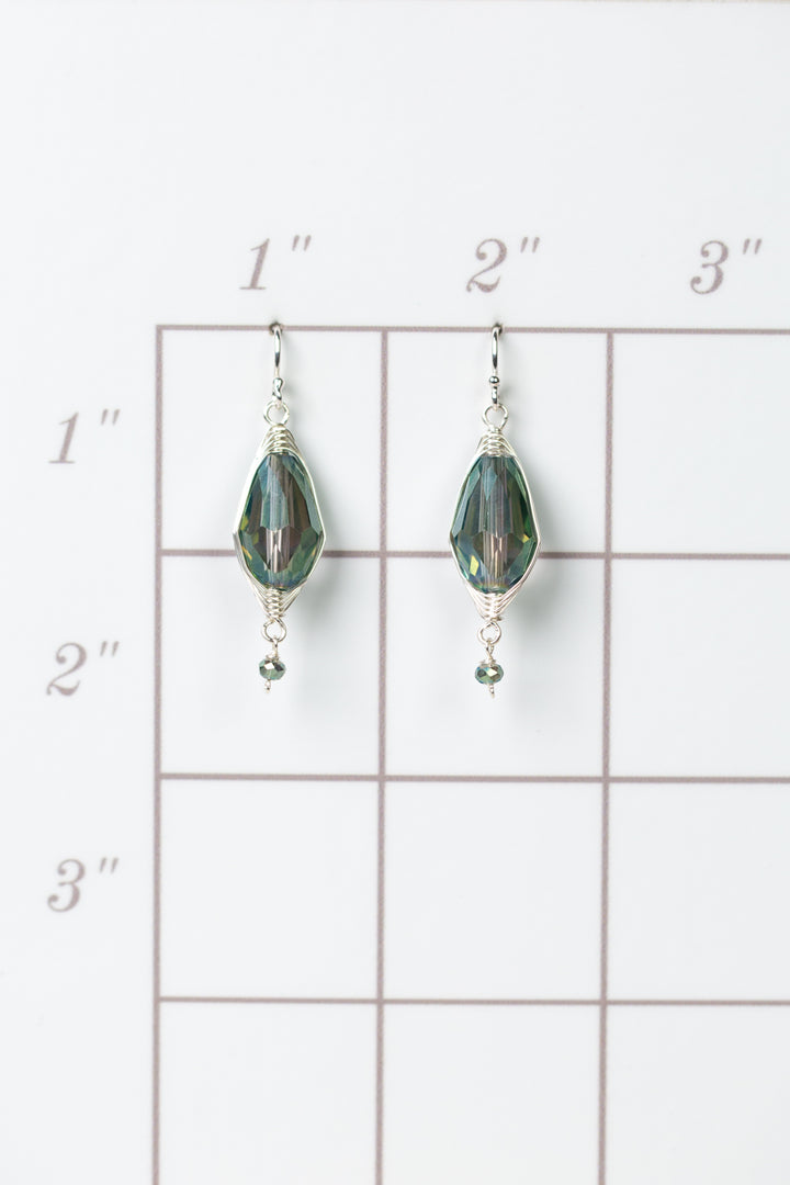 Herringbone Translucent Green And Yellow Crystal Herringbone Earrings