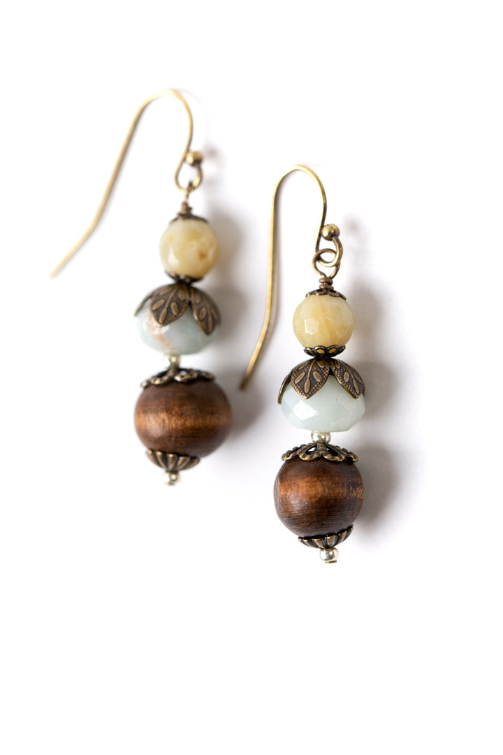 Integrity Wood, Amazonite Simple Earrings