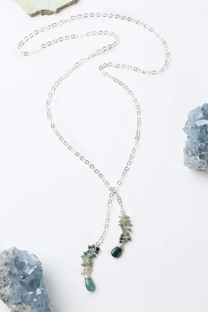 Limited Edition 32" Grandidierite Cluster Lariat Necklace