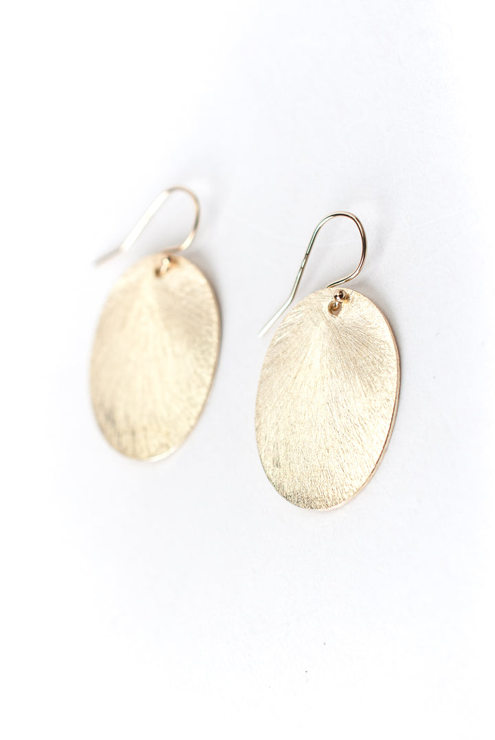 Brushed Gold Simple Oval Earrings