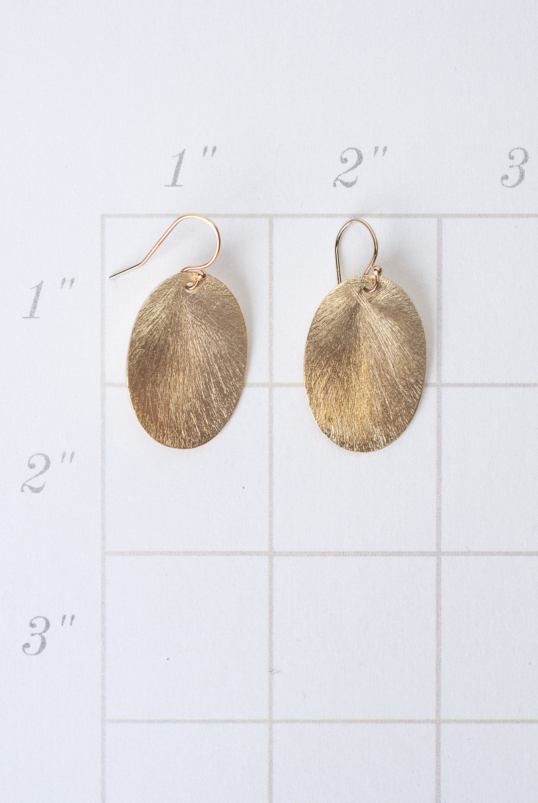 Brushed Gold Simple Oval Earrings