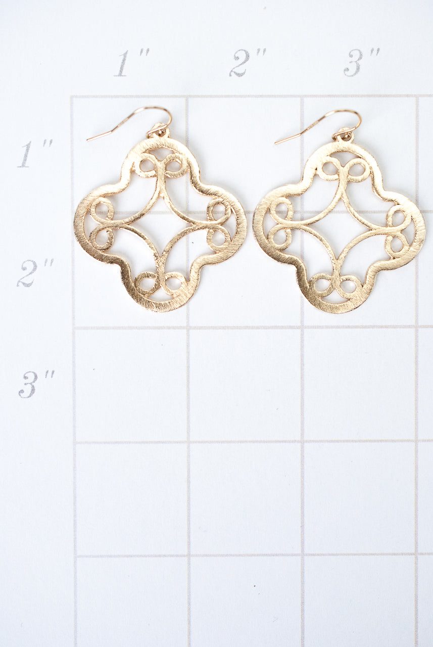 Brushed Gold Celtic Clover Earrings