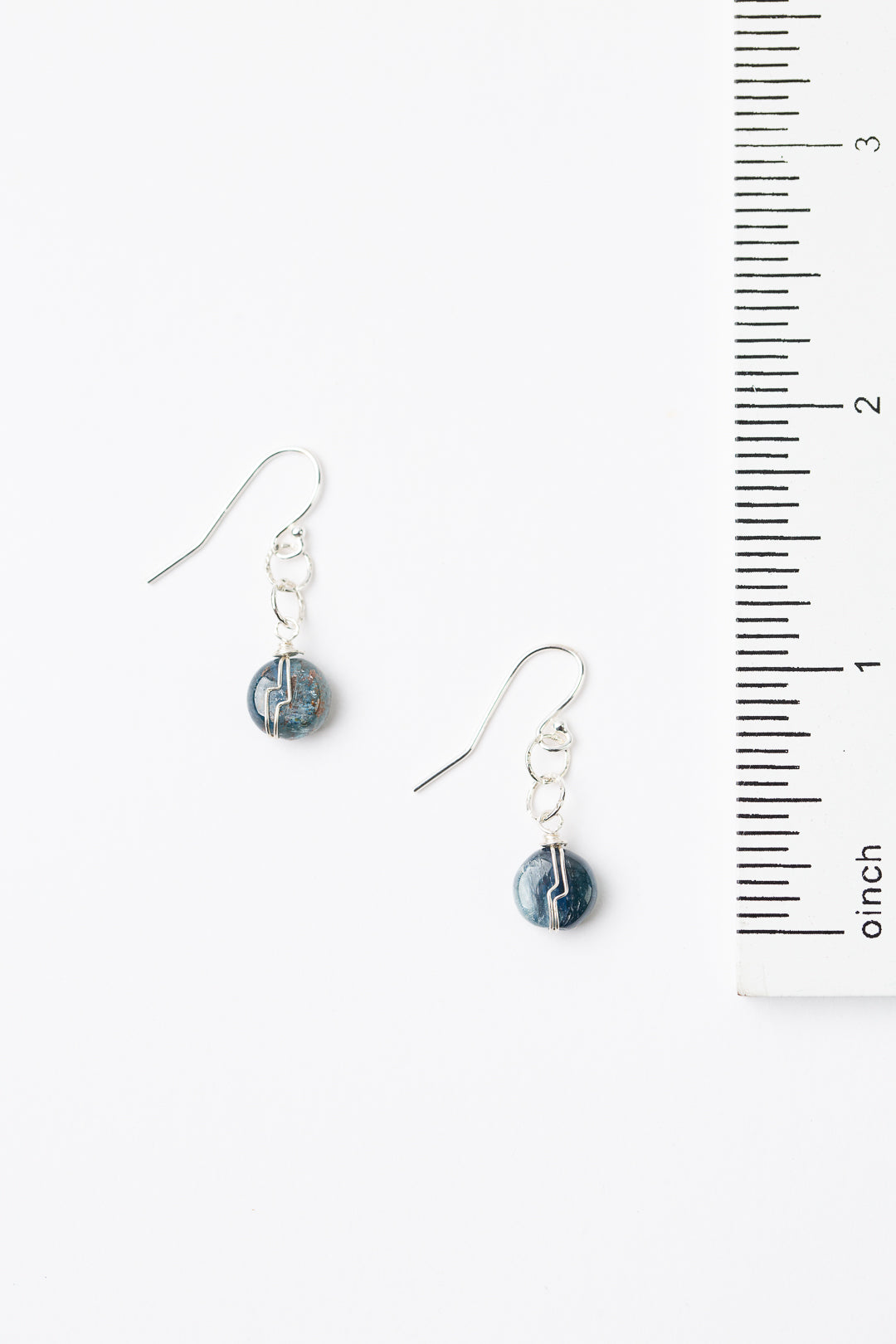 Ripple Kyanite, Silver Simple Earrings