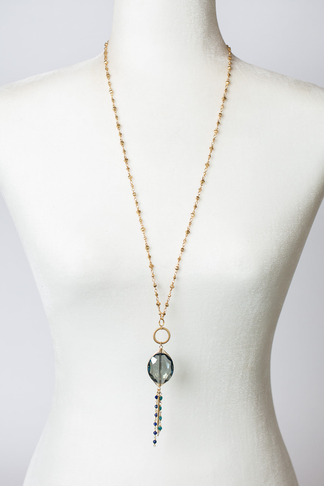 Starry Night 31.5 or 38.5" Crystal, Apatite, Tassel Necklace