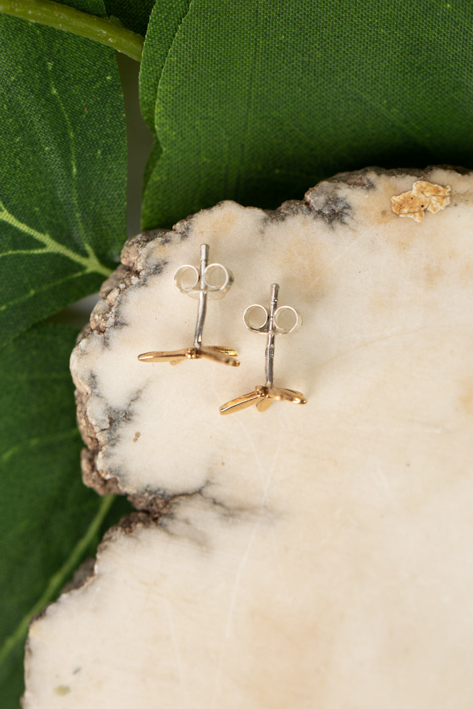 Sentiment Simple Bronze Post Dragonfly Earrings
