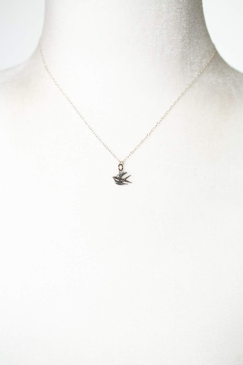Sentiment 15.75-17.75" Simple Sterling Silver Bird Necklace